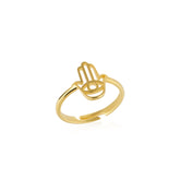Hamsa Hand Adjustable Ring in Sterling Silver